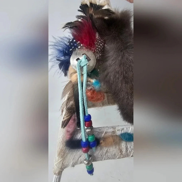 Vintage Natural Wonders Handmade Mini  Native American Indian Teepee Wigwam Fur - Picture 5 of 14